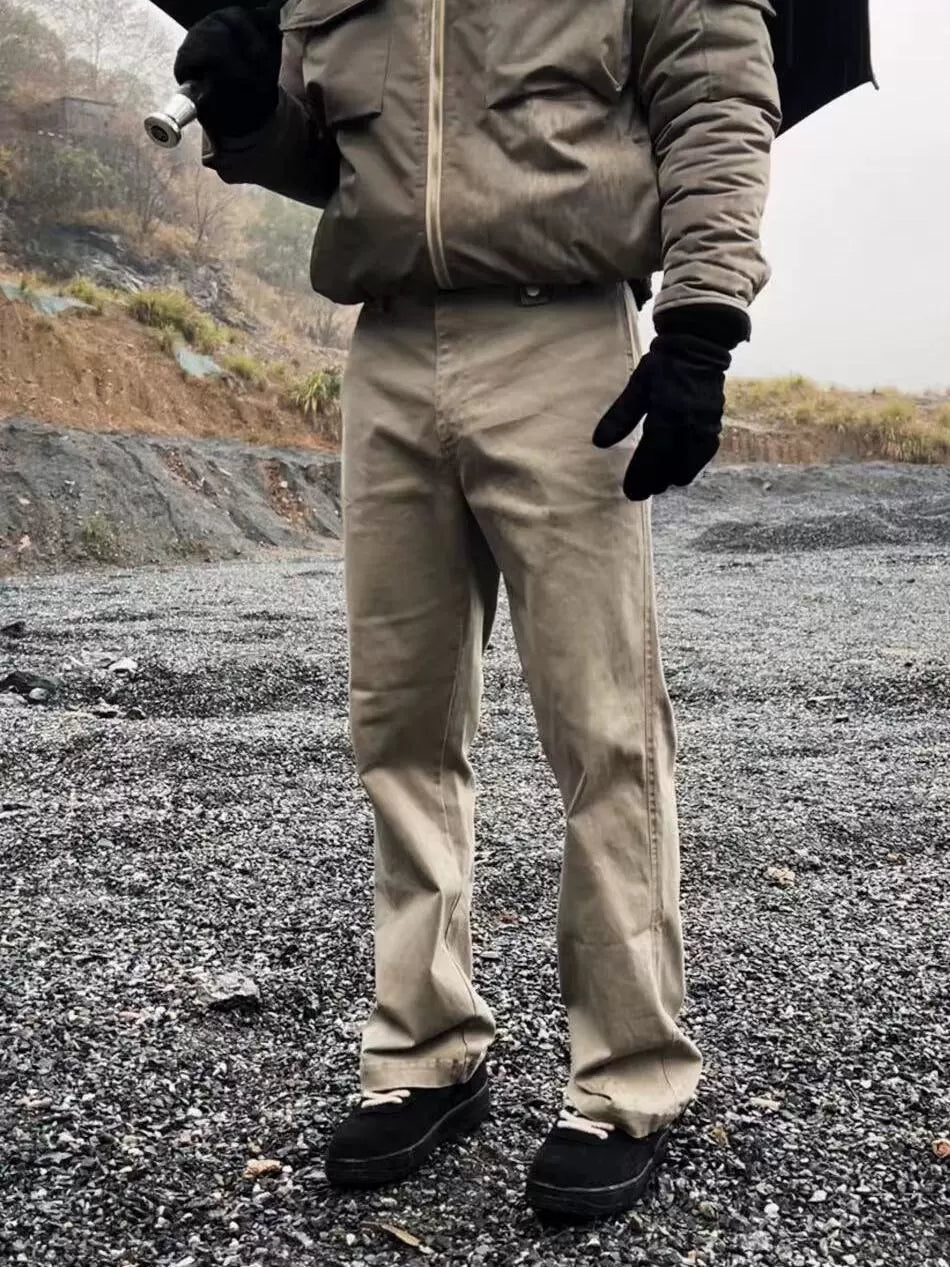 Straight Leg Washed Casual Pants
