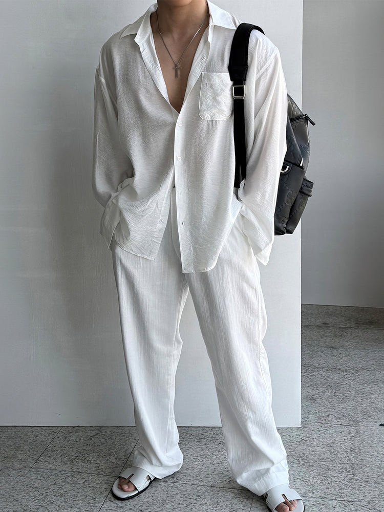 Textured Long-Sleeved Casual Shirt
