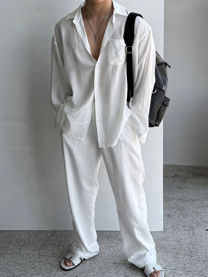 Textured Long-Sleeved Casual Shirt