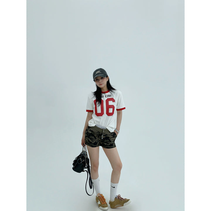 Jersey Style Letter Print Slim T-Shirt