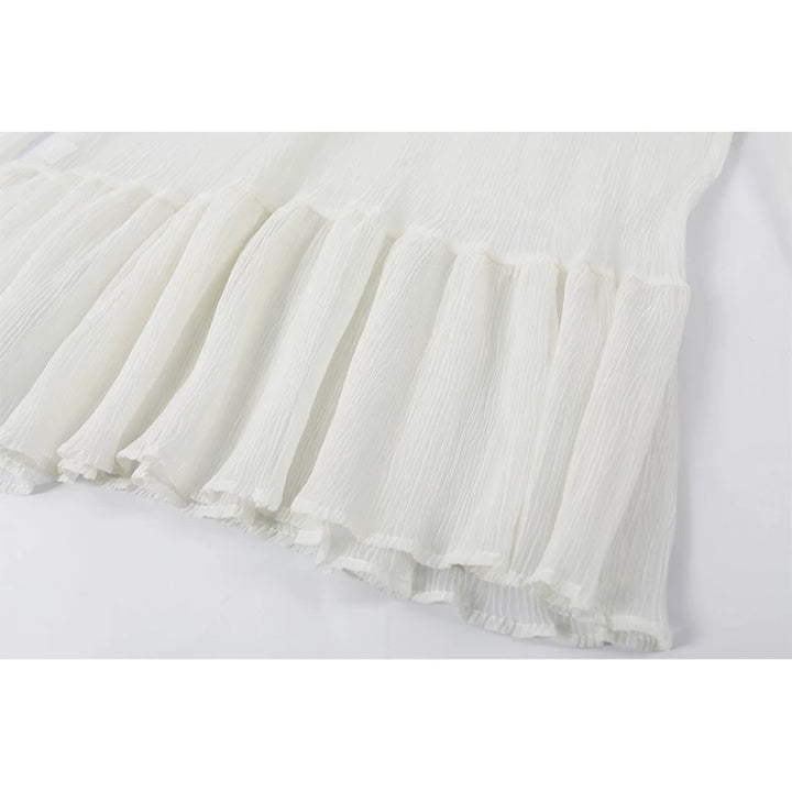 Ruffled Lace-Trim Peplum Blouse