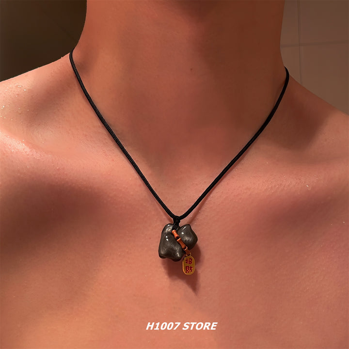 Handmade Silver Obsidian Kitten Necklace