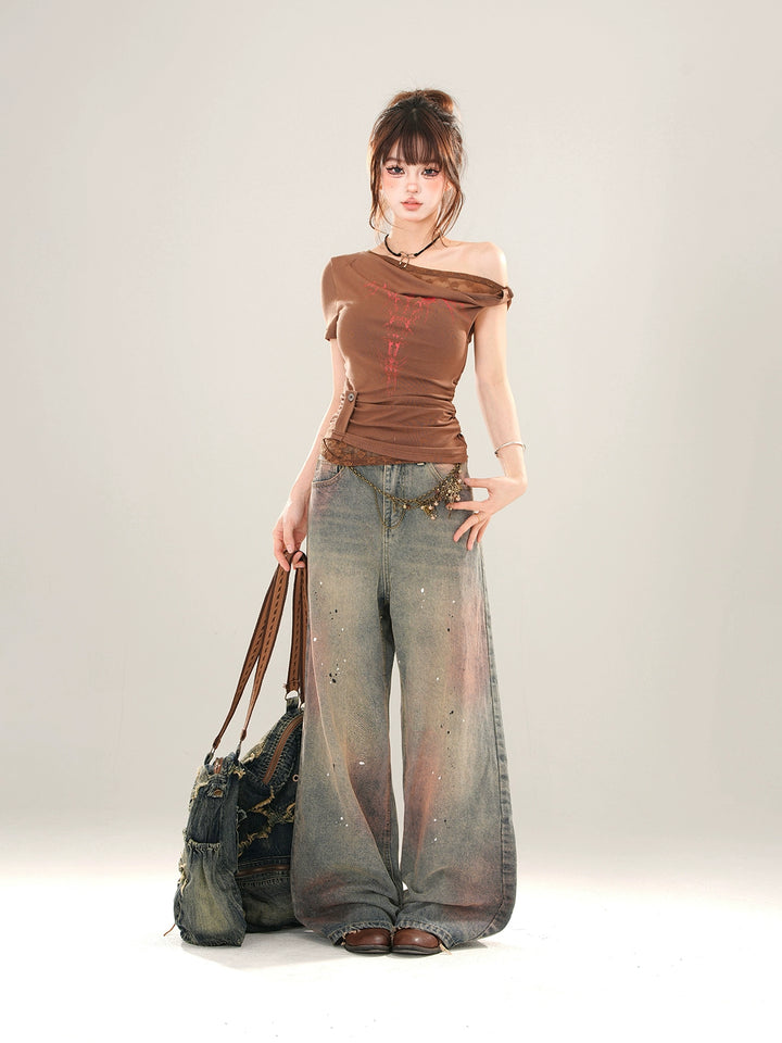 Gradient Wide-Leg Straight Pants