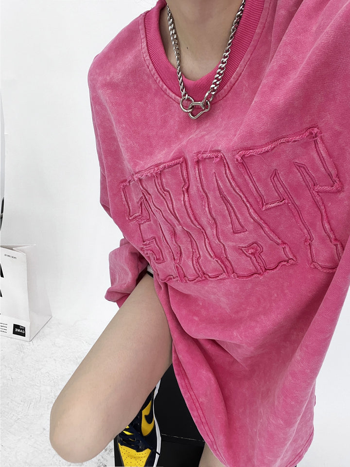Oversized Embroidered Letter Sweatshirt