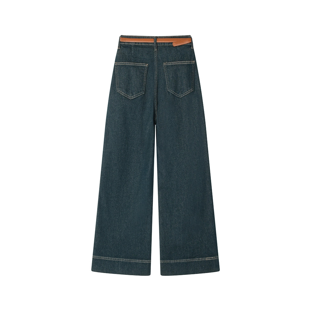 High Waist Wide Leg Denim Pants
