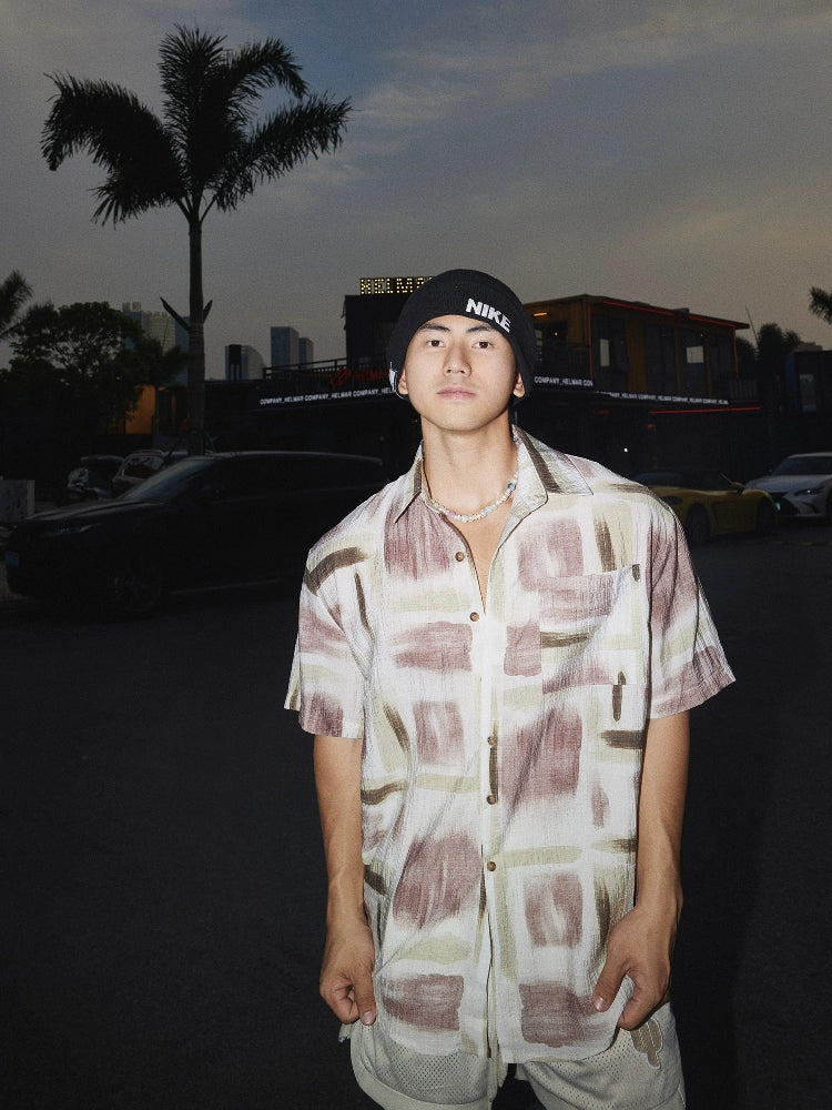 Abstrakter Graffiti-Druck Kurzarmhemd 