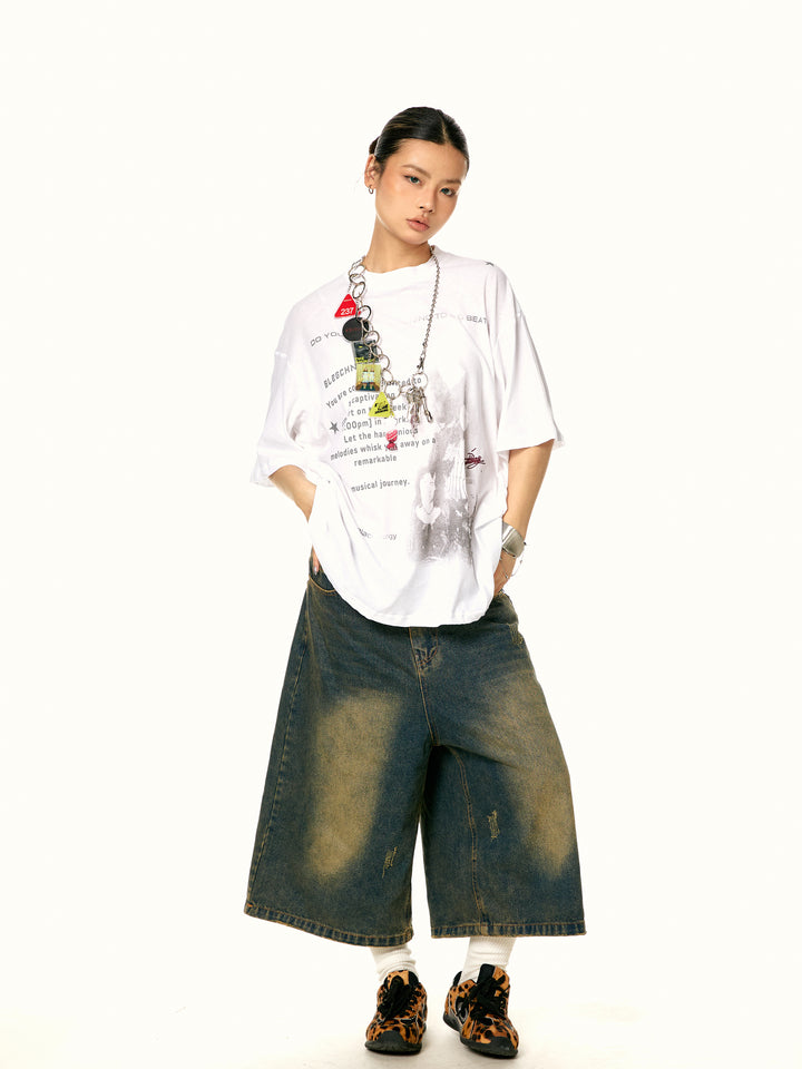 Retro Printed Cotton Loose T-Shirt