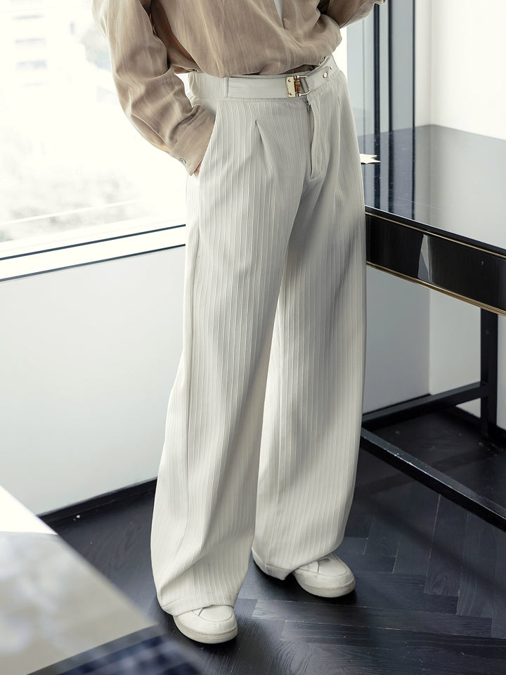 Casual Wide-Leg Pleated Pants