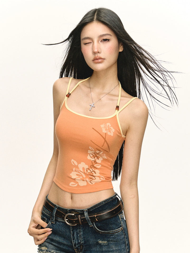 Retro Floral Print Slim Fit Camisole