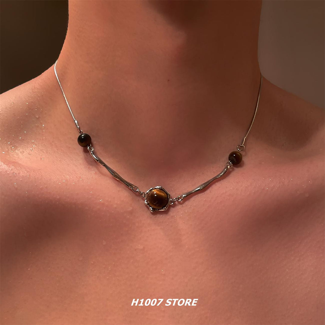 Tiger Eye Stone Vintage Necklace