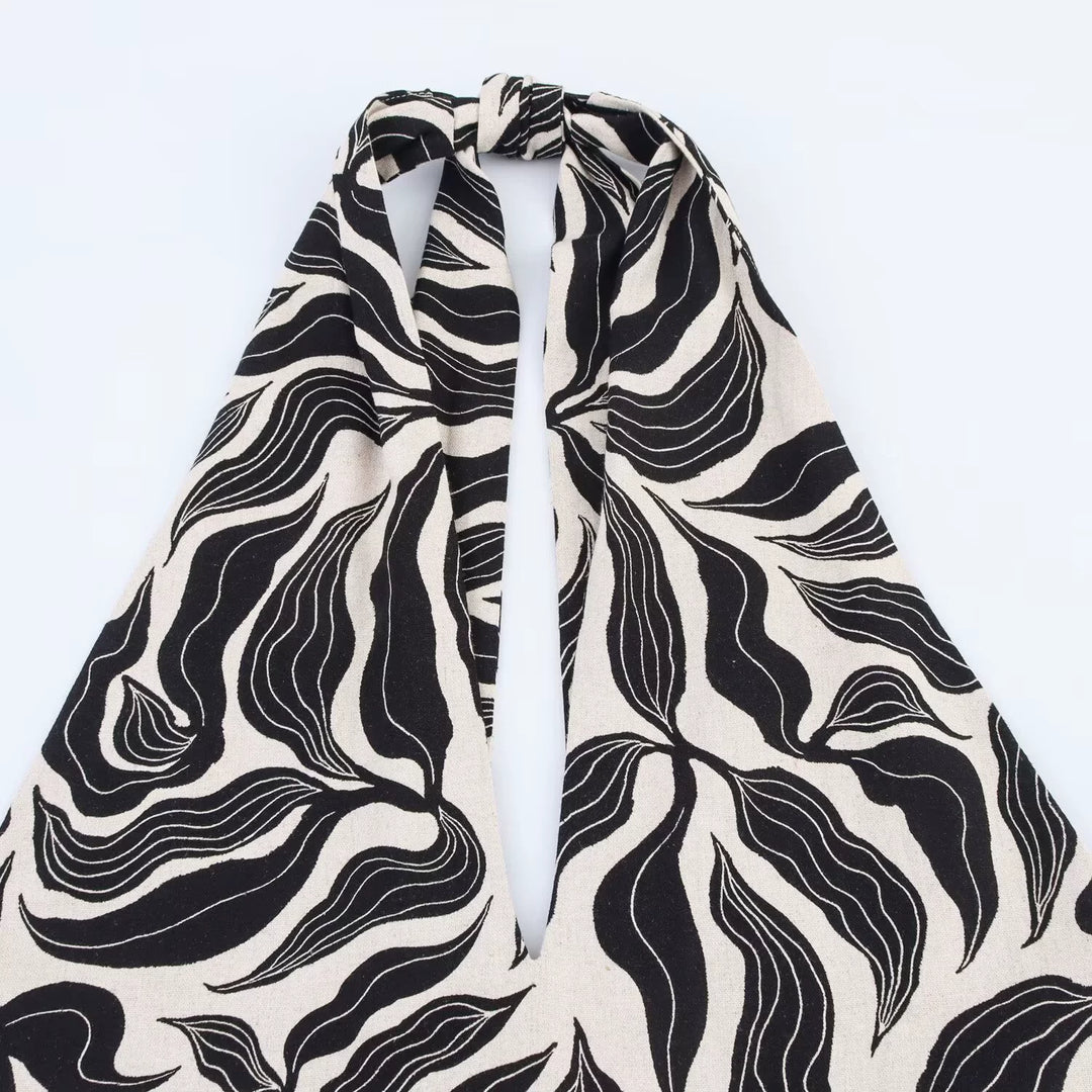 Vestido Midi Sem Mangas com Decote Halter 