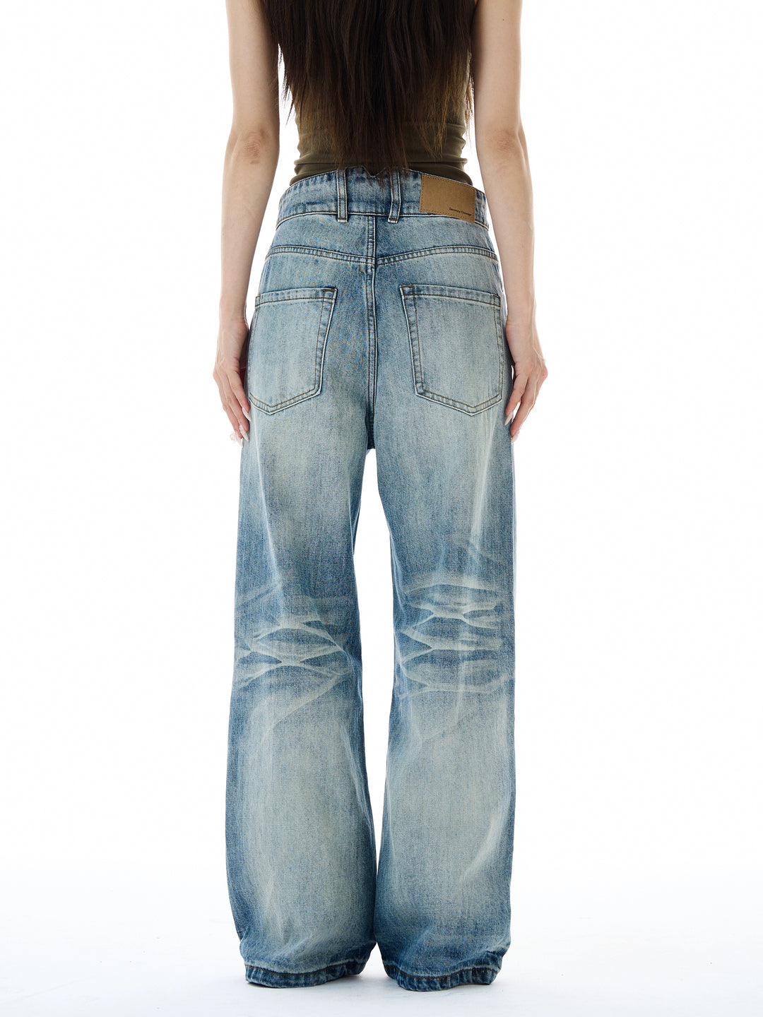 Jeans a gamba larga effetto lavato retro 