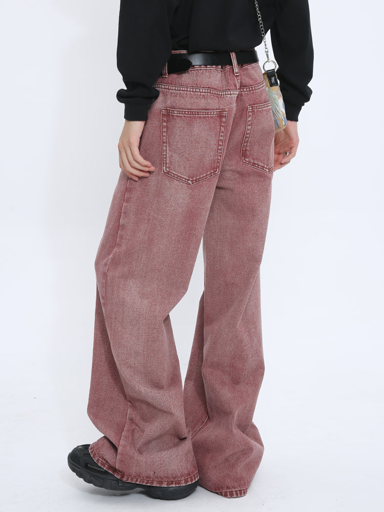 Distressed Lockere Gerade Mittelbund Jeans 