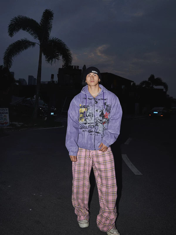 ストリートグラフィティプリントジップフーディー 