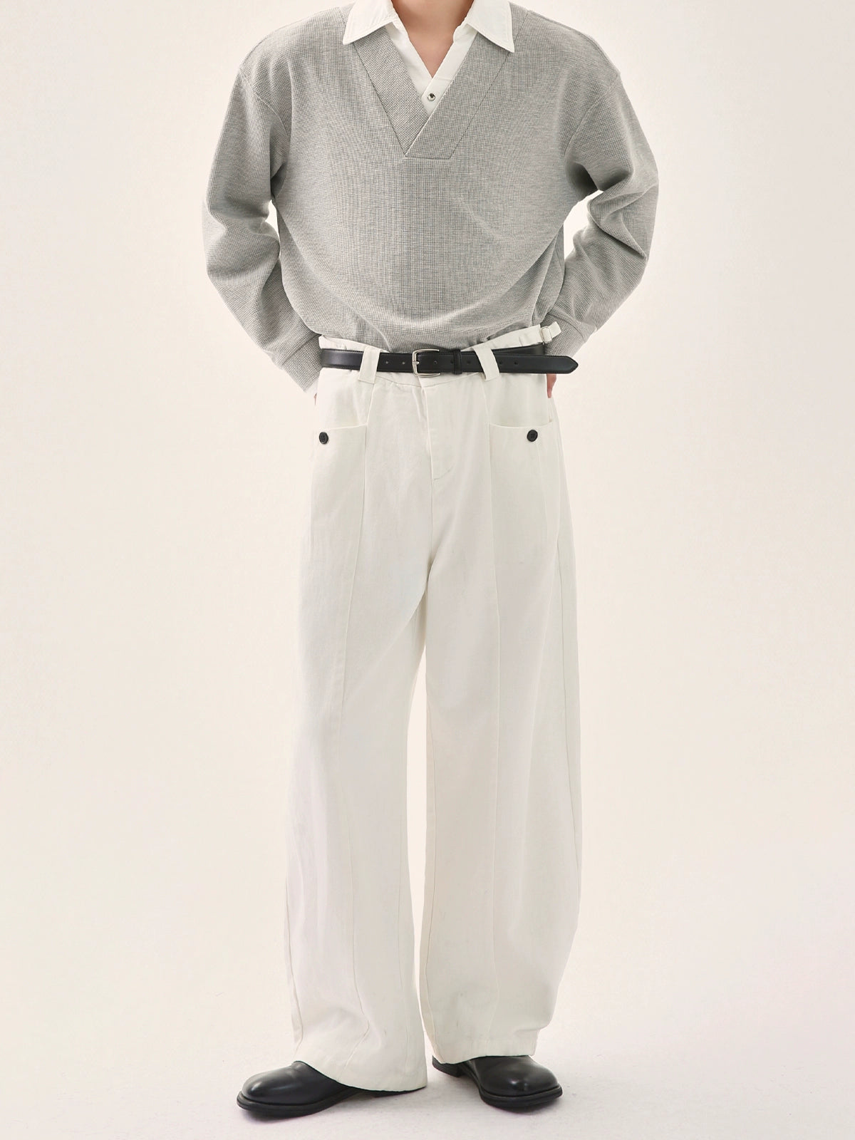 جينز واسع الساق بتصميم متهالك ومفكك 