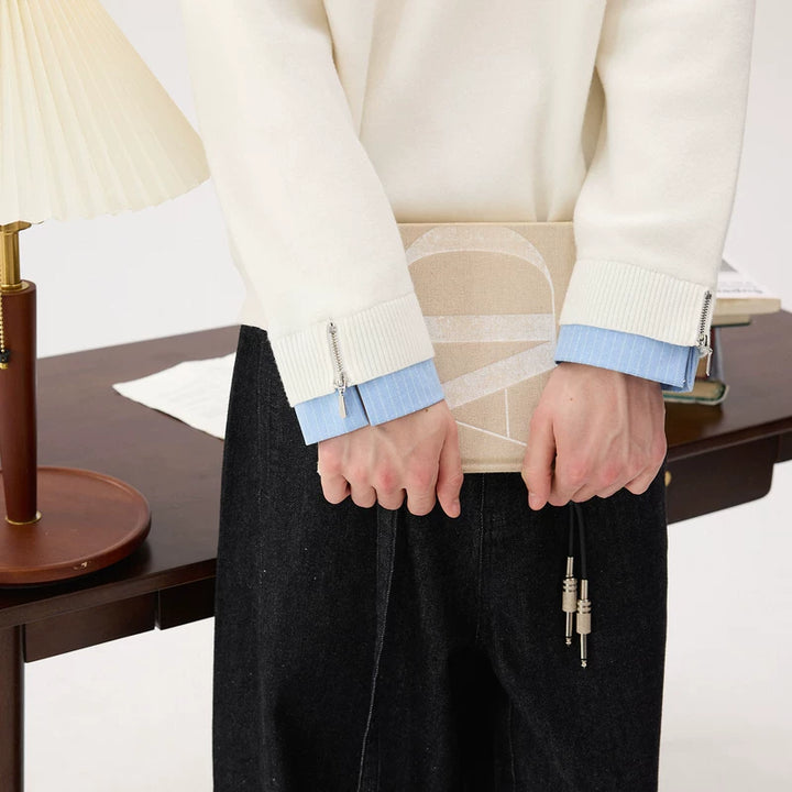 Fleece Crew Neck Knit Sweater