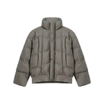 PU Leather Stand Collar Down Jacket