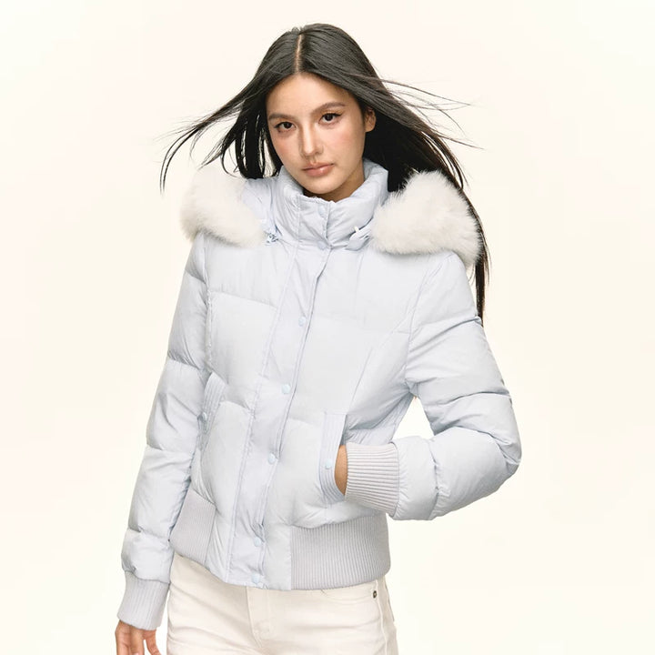 Faux Fur Trim Hooded Down Jacket