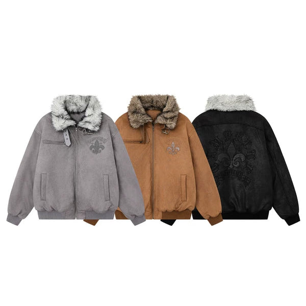 Fur Collar Suede Motorcycle Jacket