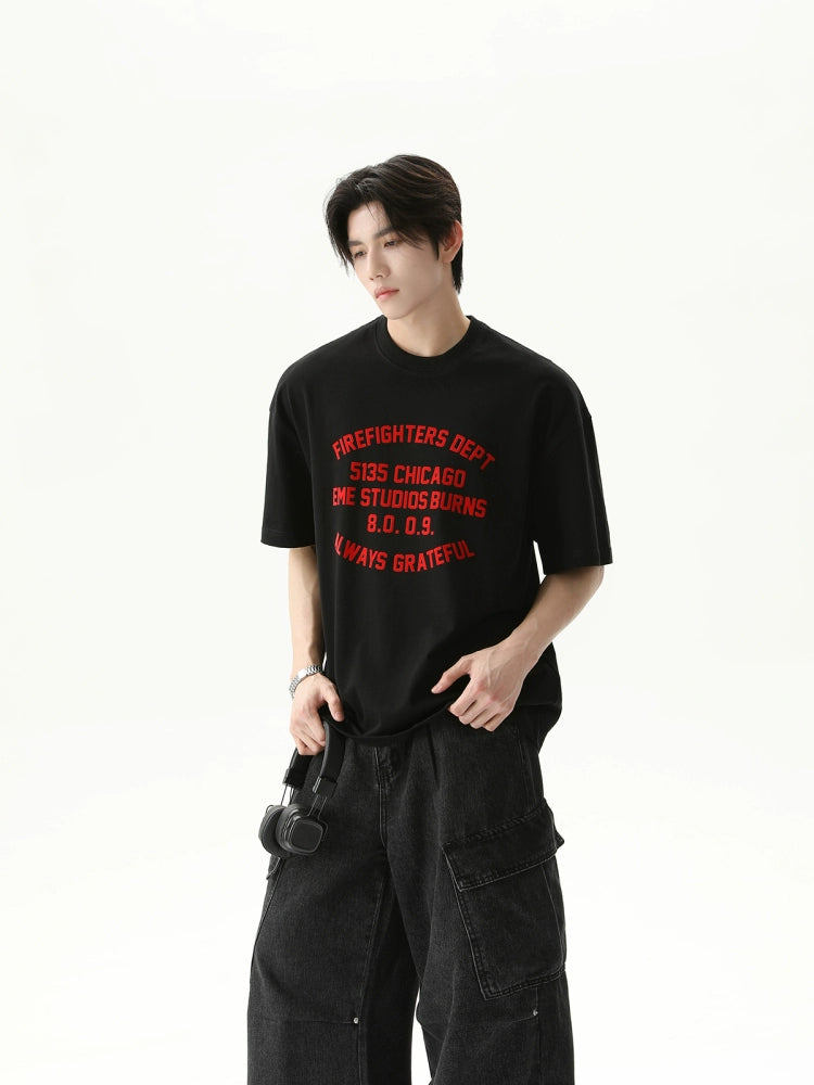 Camiseta de ajuste holgado con estampado de eslogan de algodón 