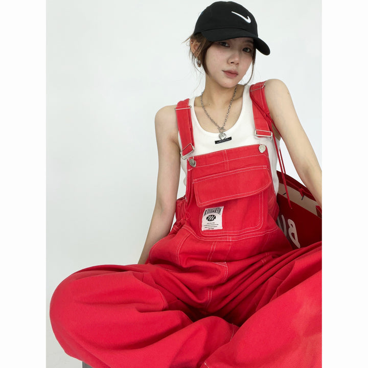 Denim Loose Fit Cargo Overalls