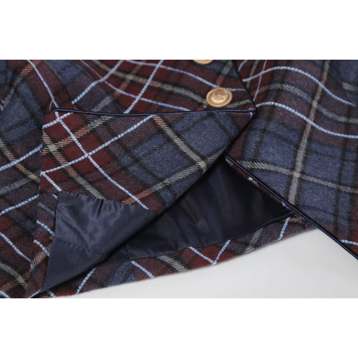 Kariertes Bat Sleeve Taillenkleid 