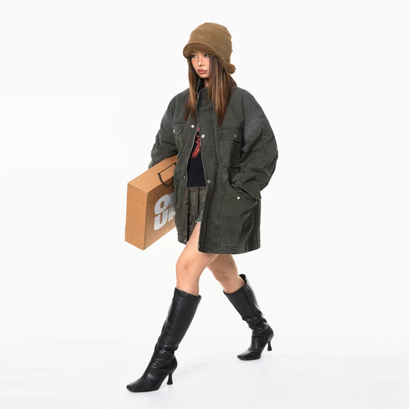 Distressed Multi-Pocket Denim Jacket