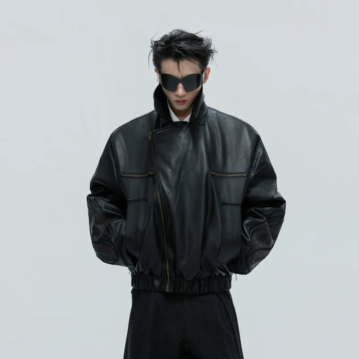 Detachable Fur Collar Leather Jacket