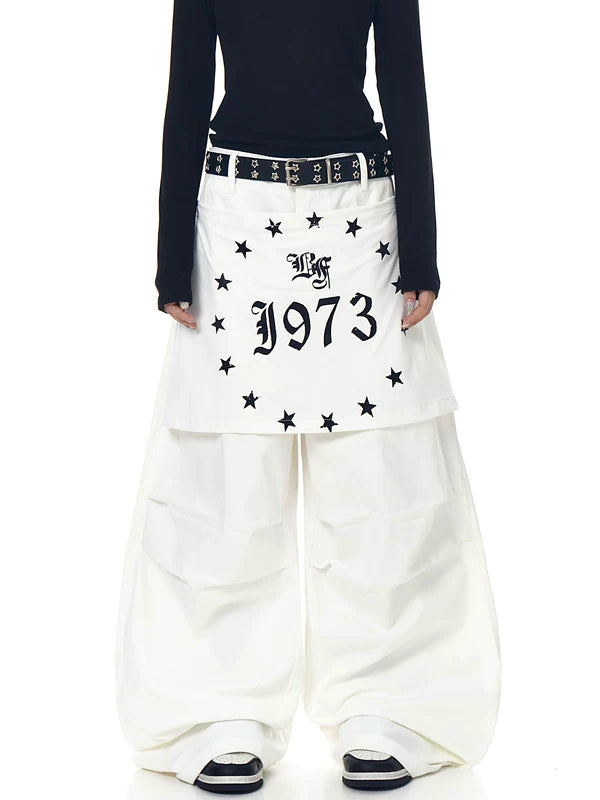 Pantalones de pierna ancha en capas con estampado de estrellas 