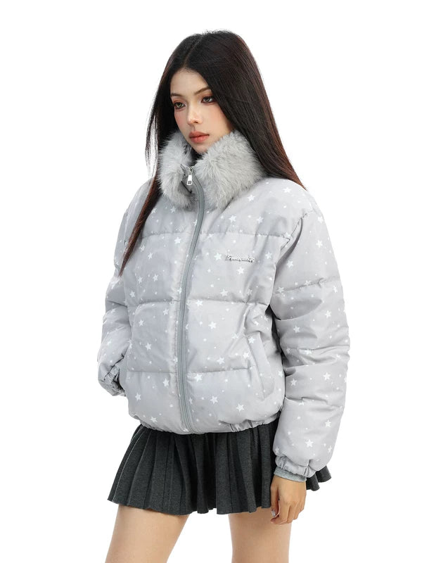 Short Star Print Down Jacket