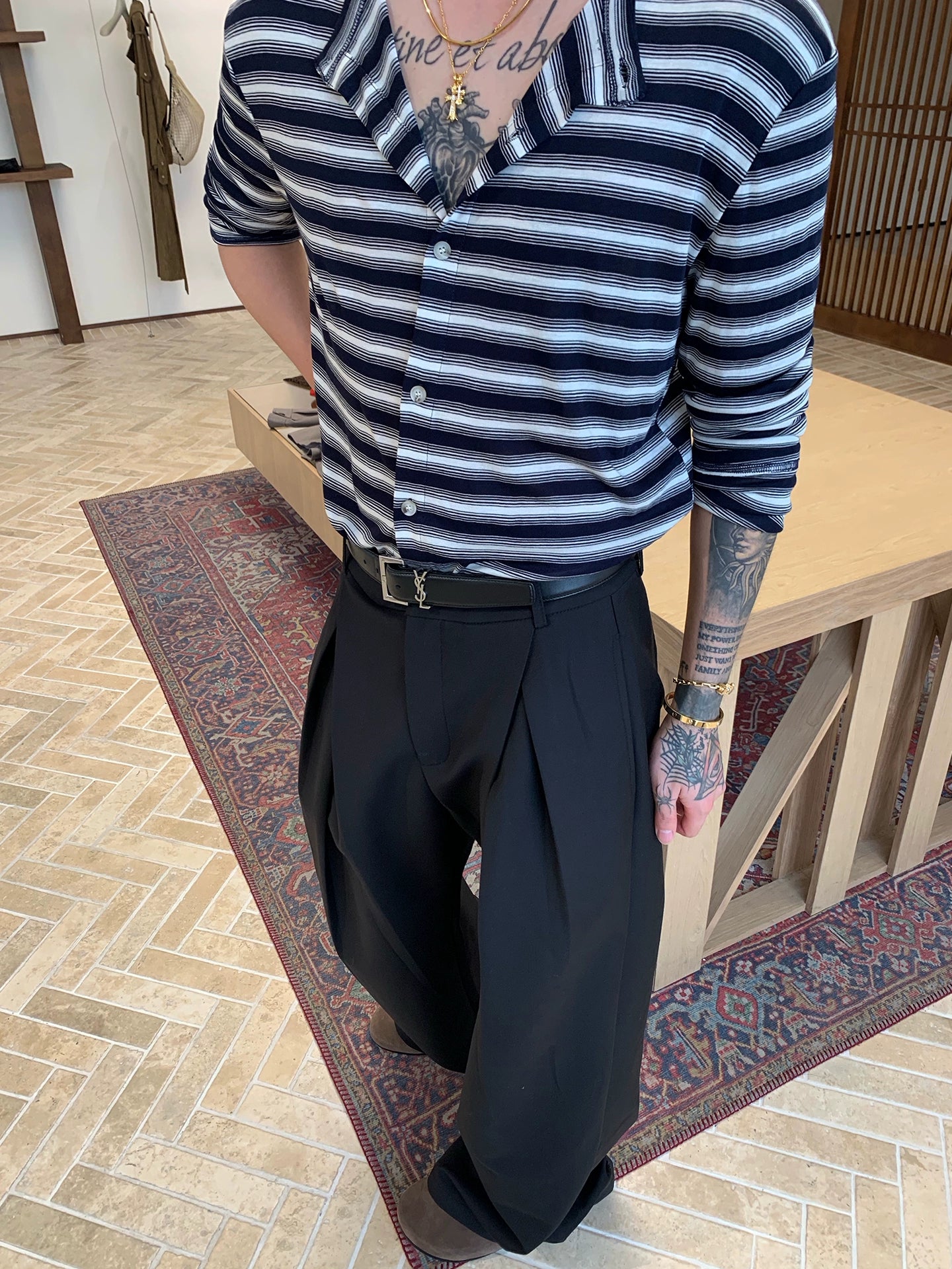 Rahat kesim Düz paça Plise Pantolonlar 