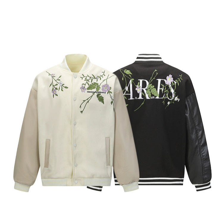 Floral Embroidered Baseball Jacket
