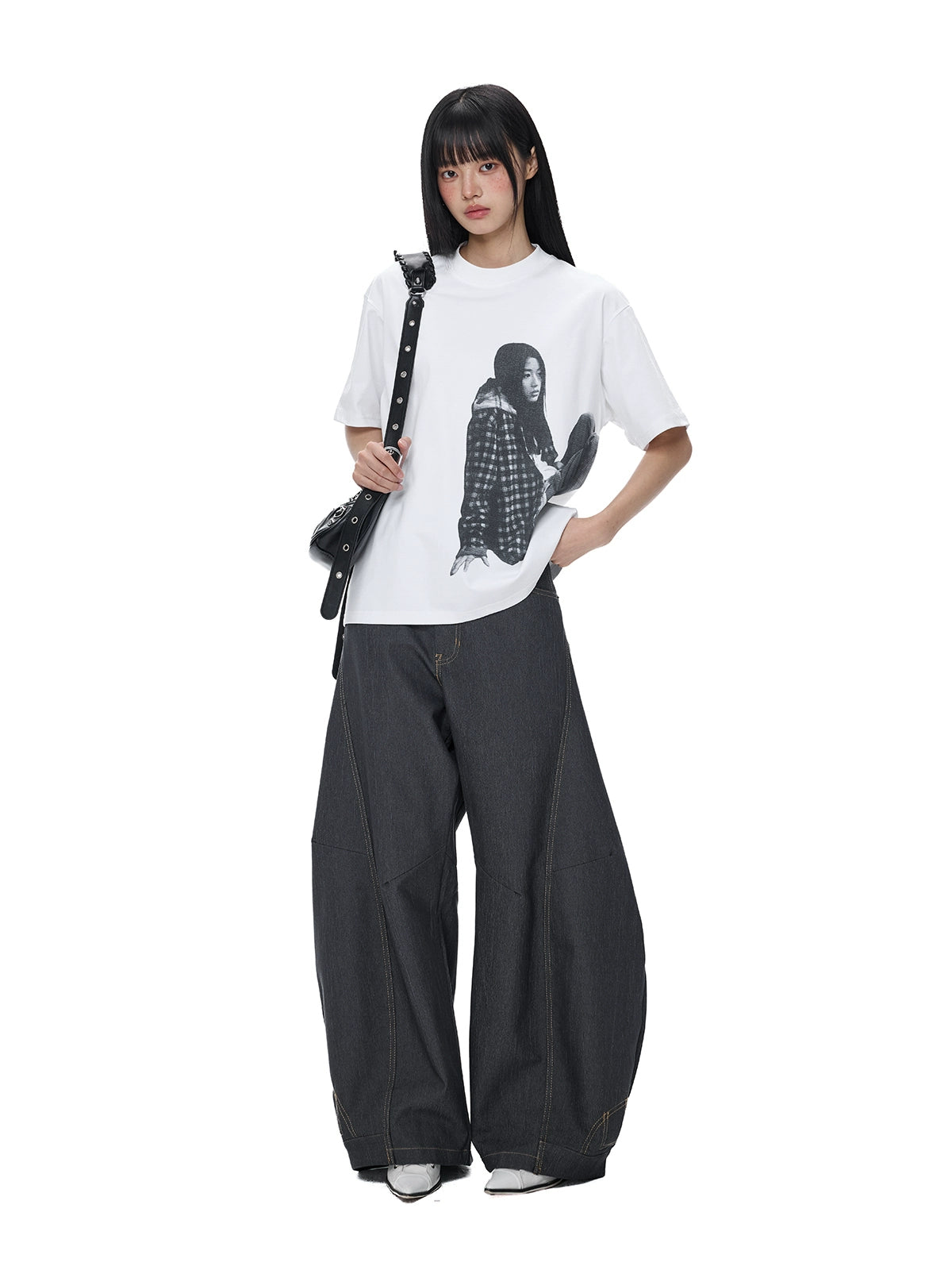 بنطلون جينز واسع الساقين بتصميم ريترو 