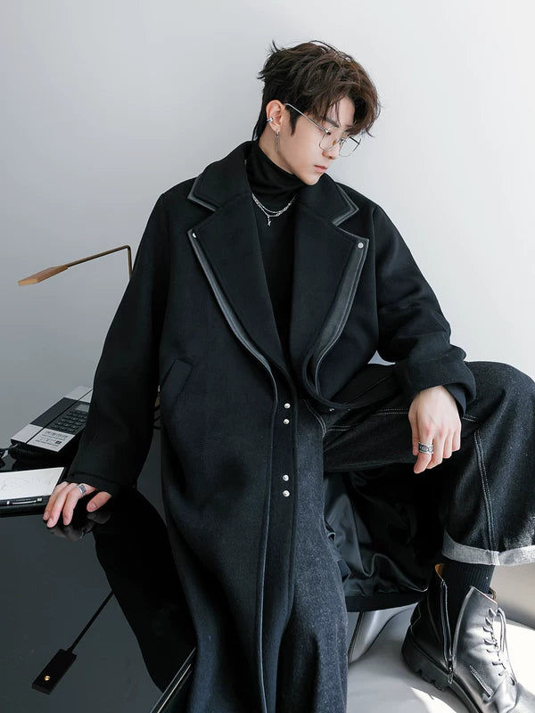 Manteau mi-long en faux patchwork deux pièces 