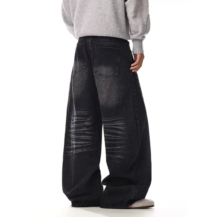 Versleten Wijd-Leg Gewassen Jeans Broek 