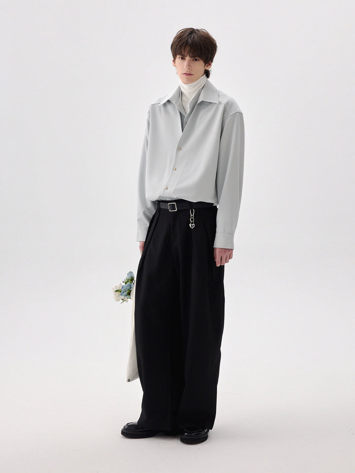 Chemise à manches longues avec col superposé résistant aux plis 
