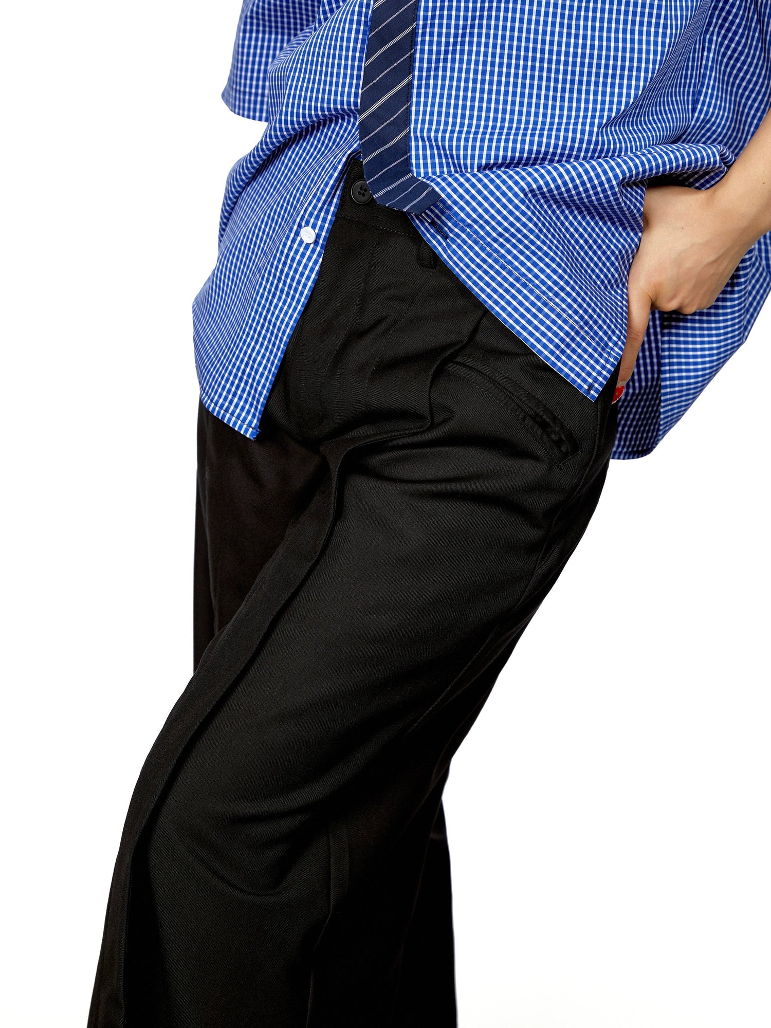 بنطلون بدلة مستقيم واسع الساق 