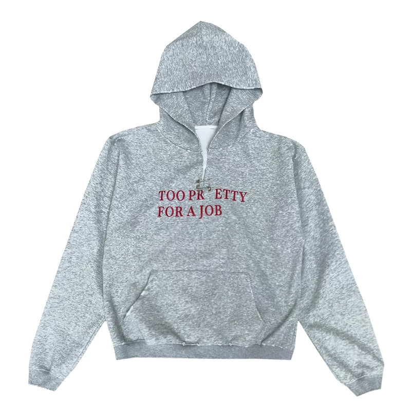 Slogan Print Slitt Hettegenser 