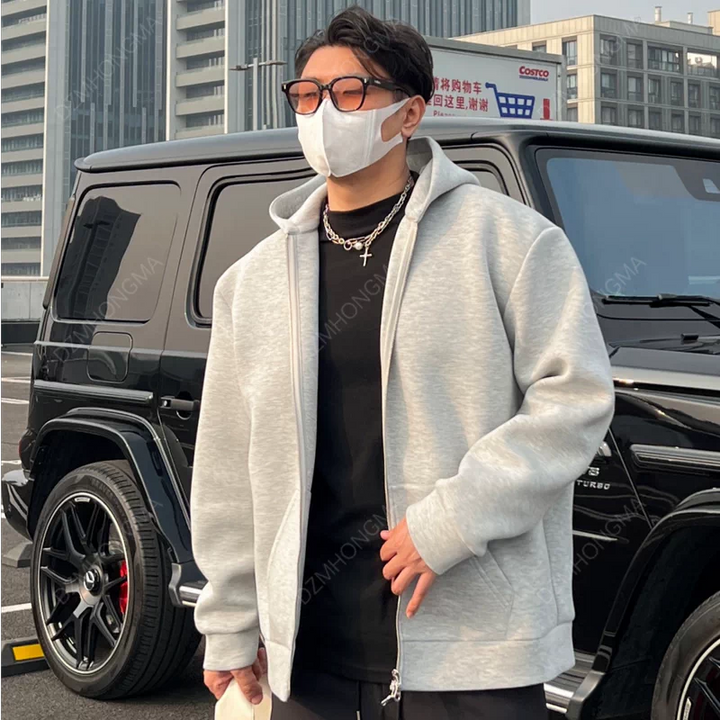 Heavyweight Hooded Zip Up Cardigan Sweatshirt