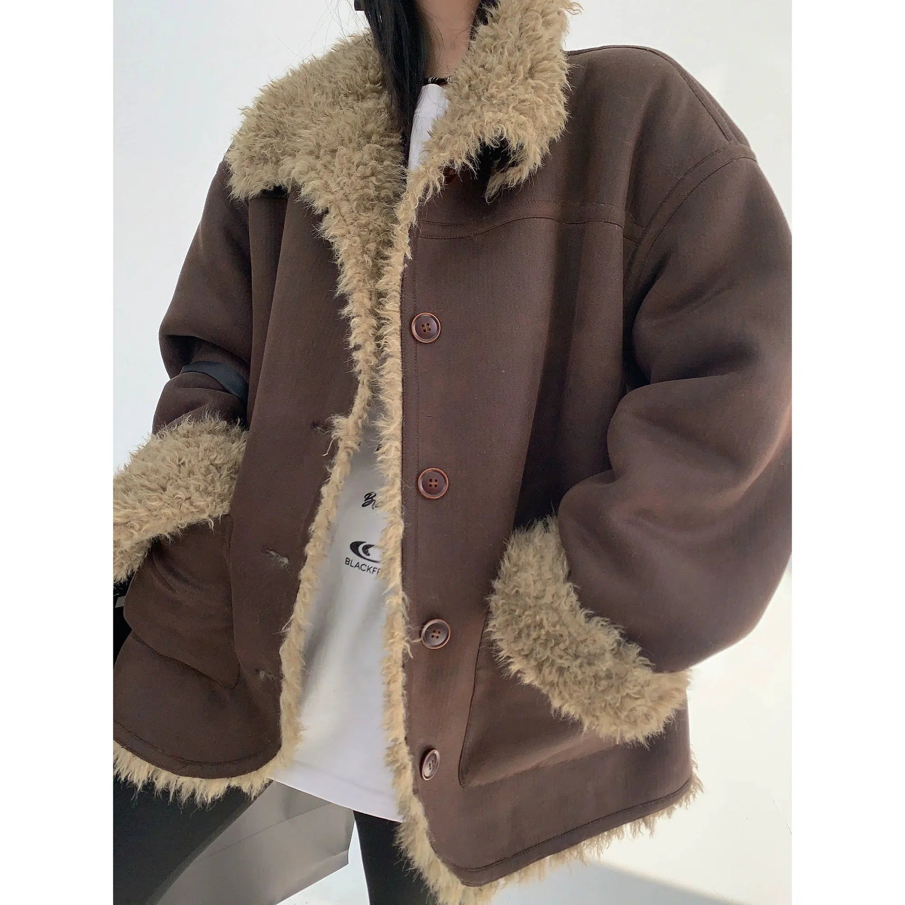 Retro Fur-Trimmed Cotton Jacket