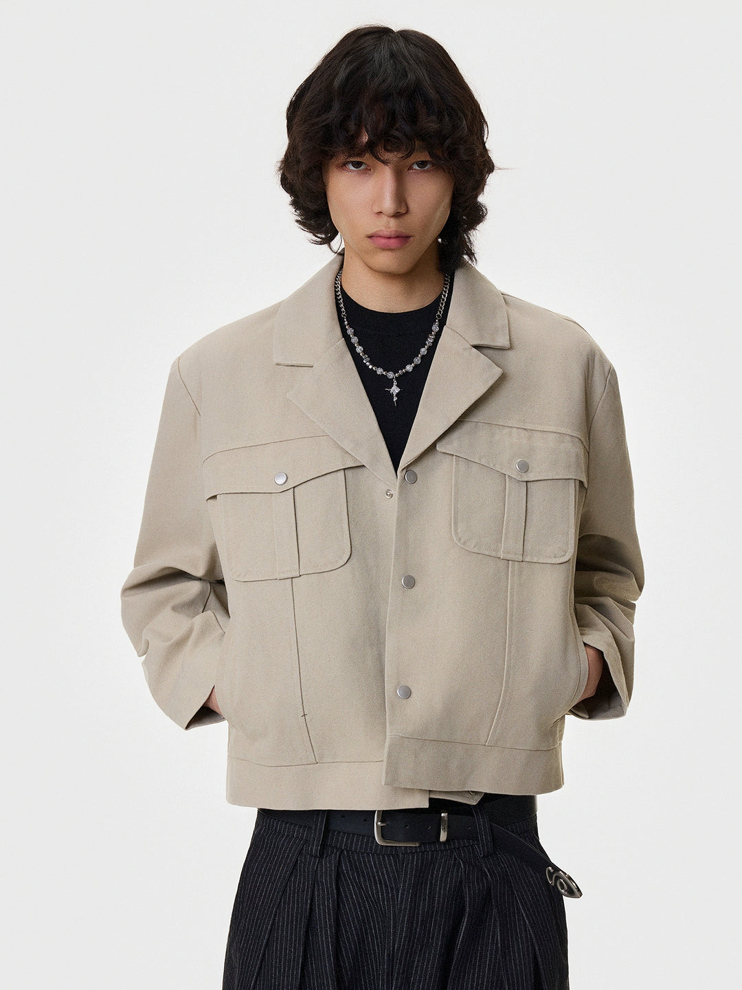 Heavy Washed Canvas Cropped Workwear Jacket