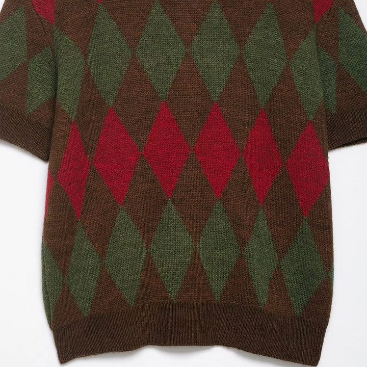 Kardigan z krótkim rękawem Argyle Knit Polo 