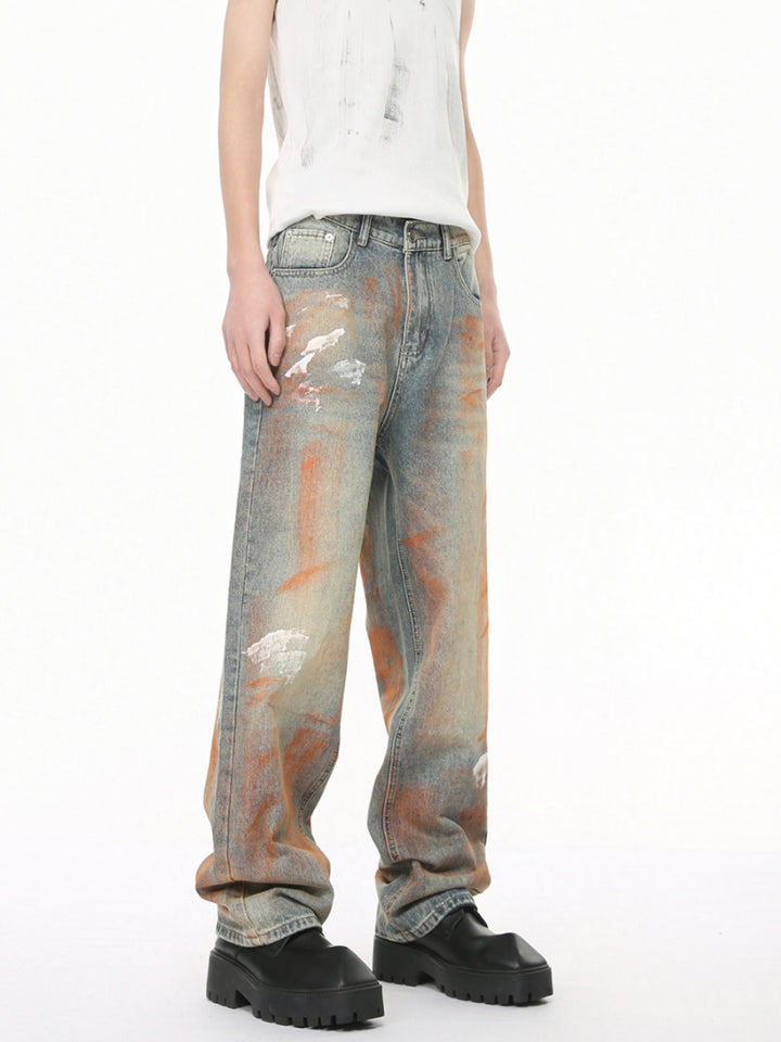 Graffiti Design Loose Straight Pants