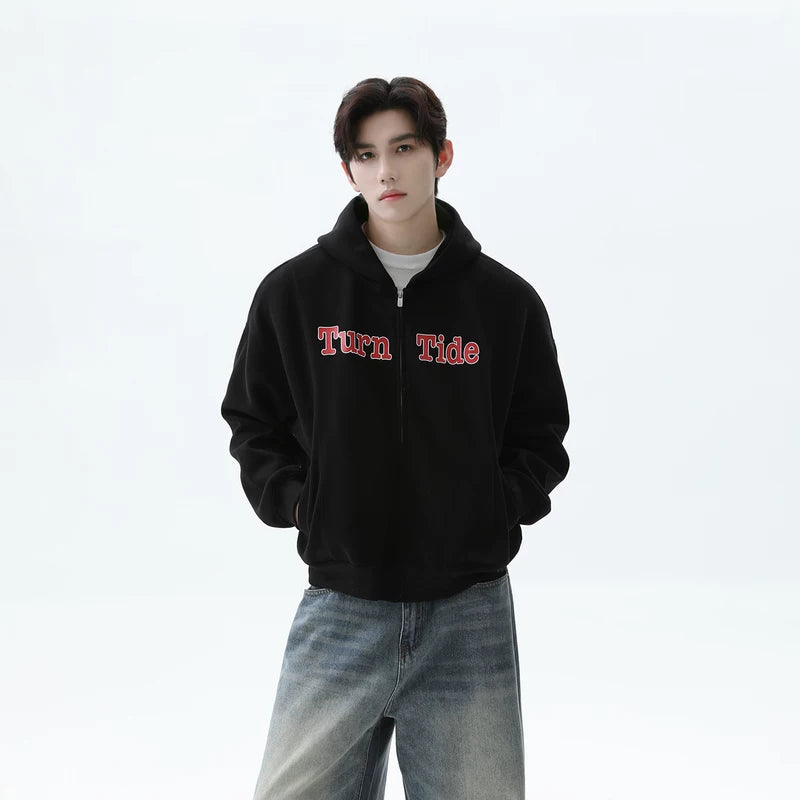 Zip-Up Hooded Sweatshirt Cardigan