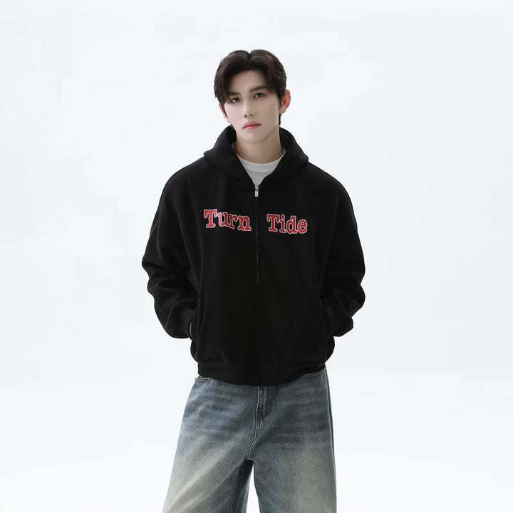 Zip-Up Hooded Sweatshirt Cardigan