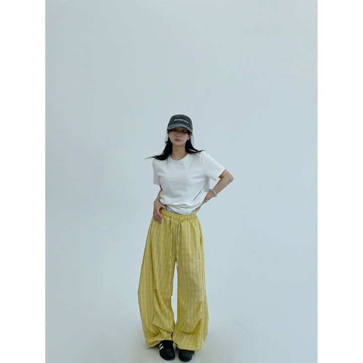 Plaid Wide Leg Relaxed Fit Pants