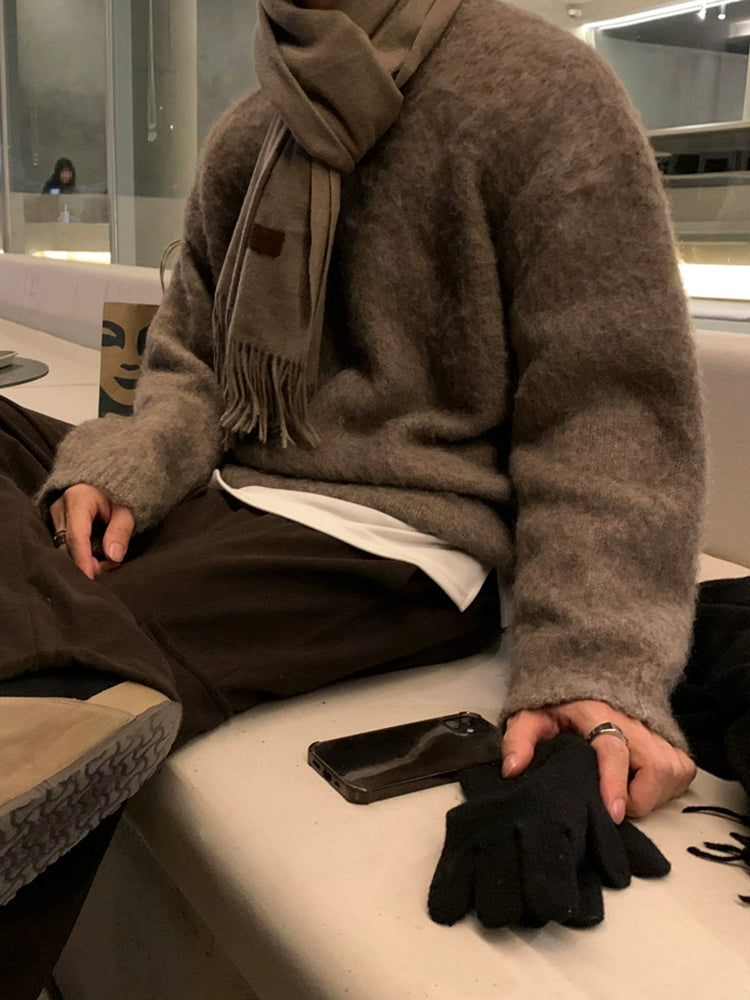 Mohair Örgü Kazak Kış Kıyafeti 