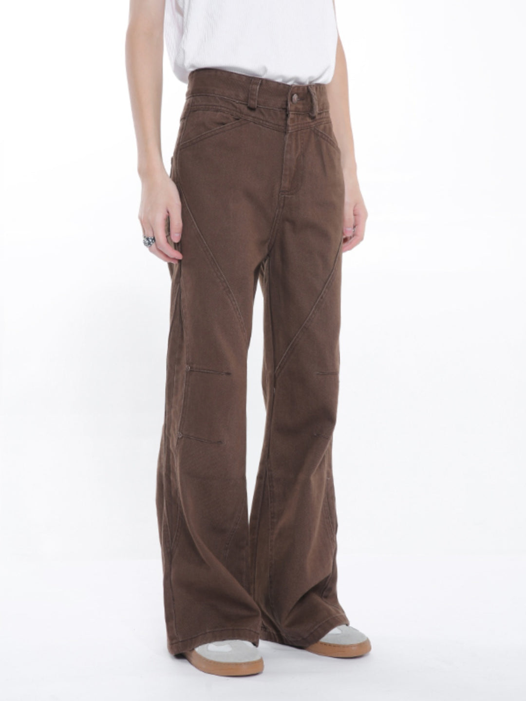 Patchwork Flared Slim Fit Jeans 