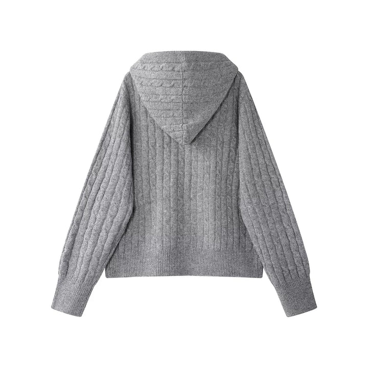 Plaid Lined Knit Zip Up Hoodie