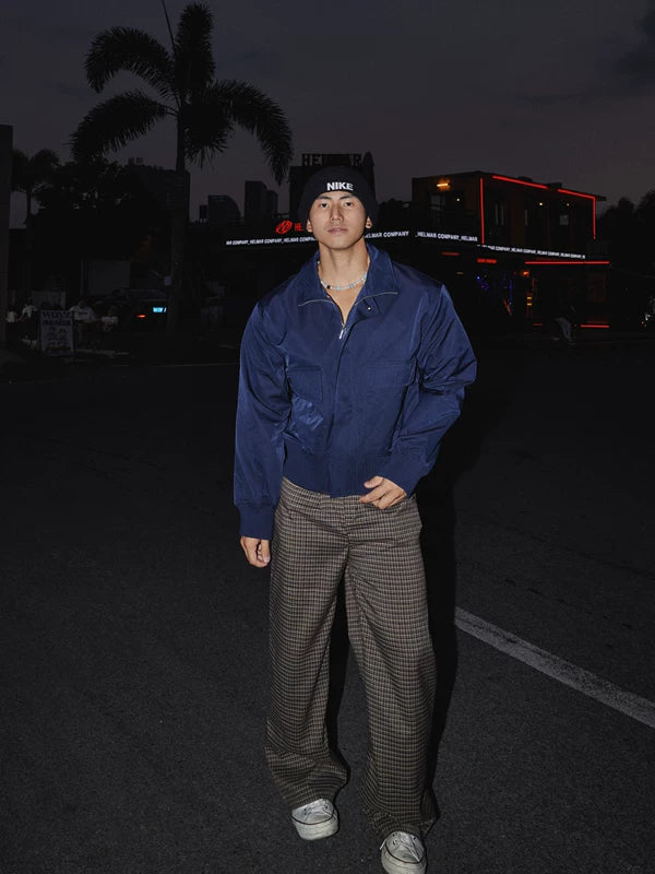 Pantalones casuales de pierna ancha de cuadros retro 